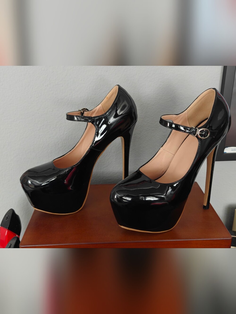 Black Patent Mary Jane 6" Platform Pumps